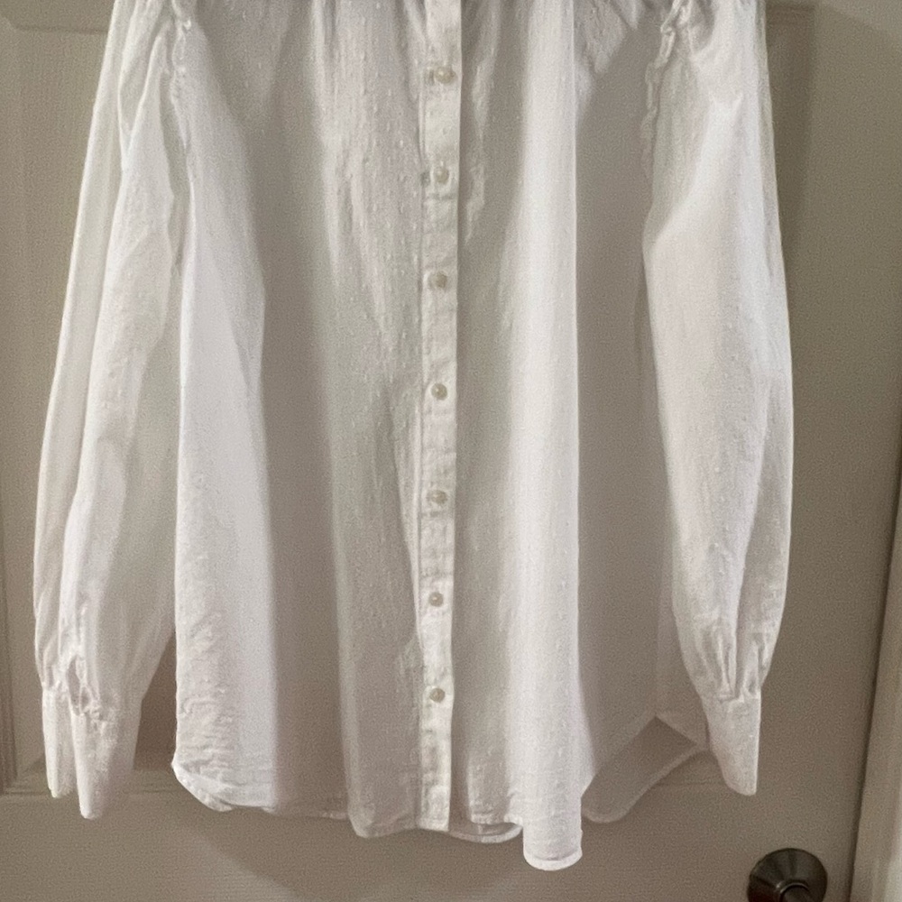 LOFT- Swiss Dot White Blouse
